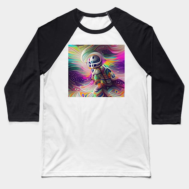 Psychedelic Astronaut Baseball T-Shirt by Mihadom